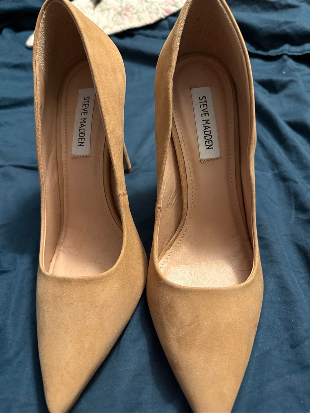 Steve Madden Camel/Tan Pointed Toe Stiletto Heels Suede Leather Upper - Picture 2 of 7